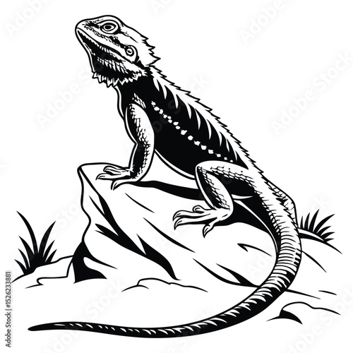 Green iguana reptile with textured scales on a tropical tree branch