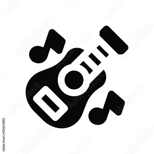 guitar glyph icon. Strong and solid vector icon for websites, mobile interfaces, presentations, and visual branding. High quality and easy to edit.