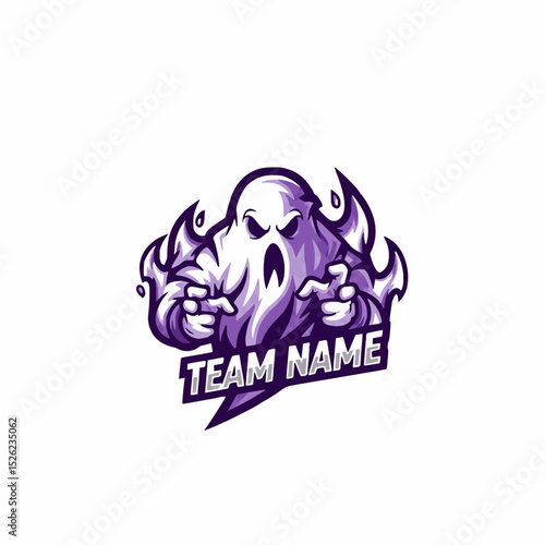 Ghost Mascot Vector Illustration E-Sports Gaming Design A Symbol Of Fear Haunting In Virtual Arenas Logo Concept