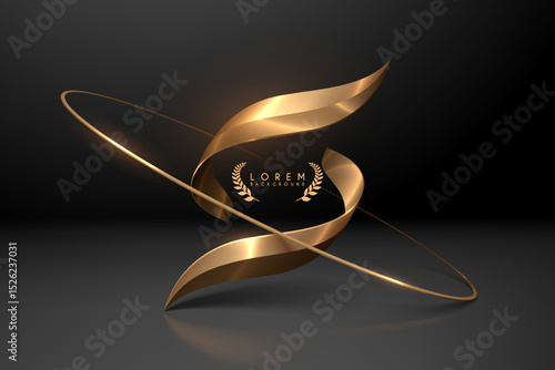 Elegant golden shapes on black background