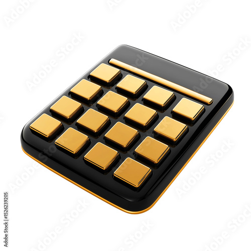 Luxury black and gold calculator in 3D style