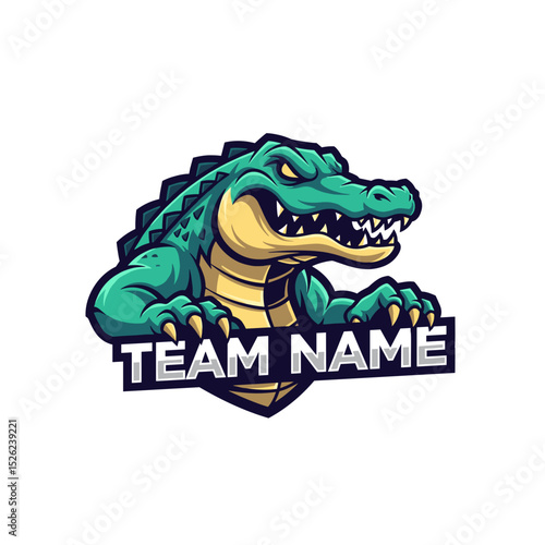 Vector Crocodile Animal Mascot Graphic Design for Video Game E-sports Team Logo Design Template Illustration