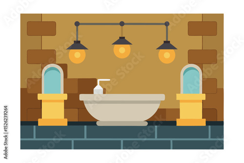 Elegant Bathroom Design Freestanding Tub, Industrial Lighting, and Stone Accents