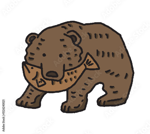 木彫りの熊の手描きイラスト