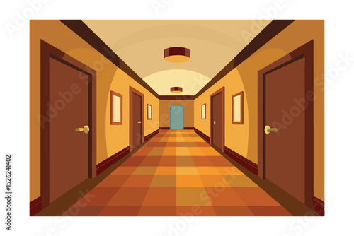Long Hotel Corridor  A Captivating Perspective of Interior Design