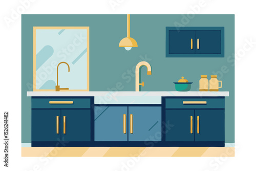 Modern Teal Kitchen Design Stylish Cabinets & Farmhouse Sink