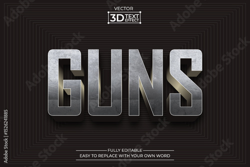 Gun with text effect luxury 3d style