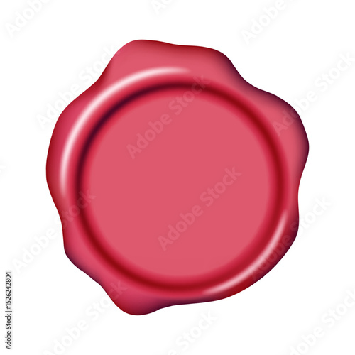 Wax seal stamp mockup. Pink color blank sealing wax stamp decorative element. Elegant vintage sign clip art for invitation, cards, letters, calligraphy design. Vector illustration.