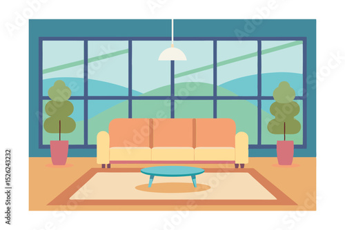 Modern Living Room Interior Design  Peaceful View and Cozy Atmosphere