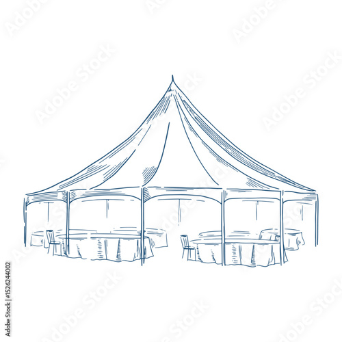 Toile de Jouy inspired wedding church illustration. Wedding hand dawn ceremony icon. Elegant line art minimalist venue sketch. Elements for wedding, monogram, invitation, greeting, birthday card.