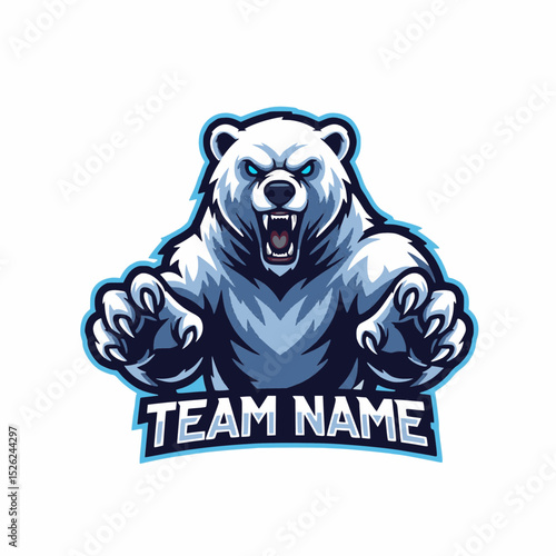 Furious Polar Bear E-sports Gaming Mascot Logo Vector Design for Team and Community Branding Style Presentation