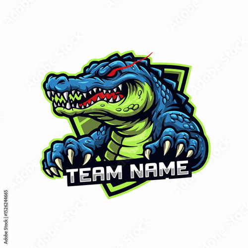 Vector Illustration Mascot Design For Video Game Esports Logo Design Featuring Crocodile Animal Character