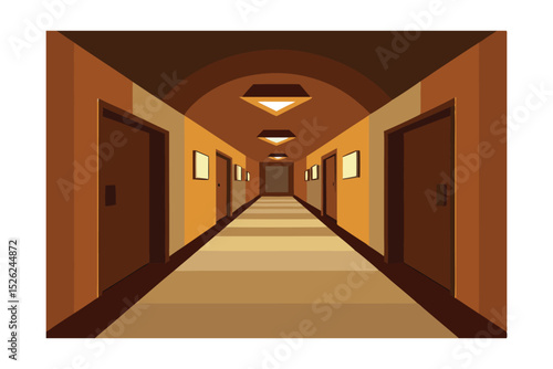 Long Hotel Corridor Architectural Design of Interior Spaces