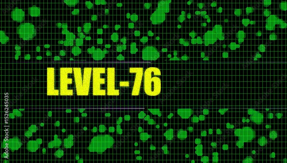 Text Level-76 animation. text level with cc ball action effect on black background. Text Level-76 animation. text level with cc ball action effect on black background.