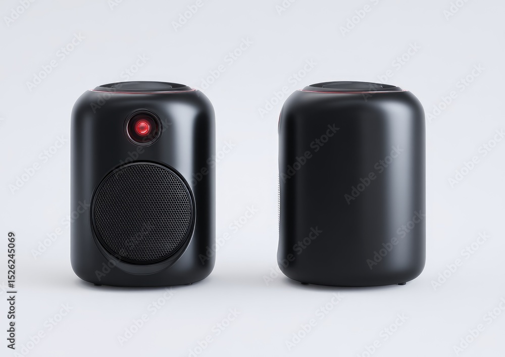 Obraz premium Black wireless speaker on a white background