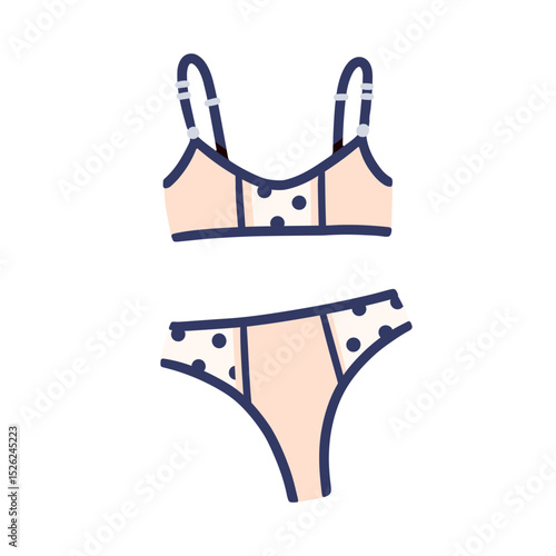 Bra and panties, female bikini. Modern style two-piece lingerie, women underw...