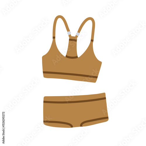 Underwear in sport style. Comfortable two-piece lingerie, sporty bralette top...