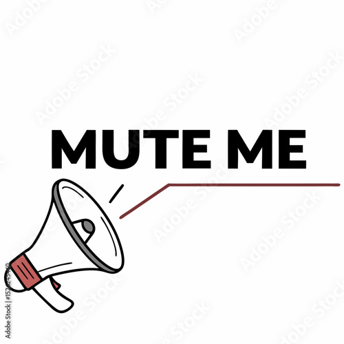 Mute Me A Call for Silence with a Megaphone Icon Illustration