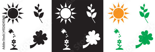 Spring Season Icon. Vector for Flower, plant, gardening, nature, , bunny, leaf, clover, growth, camp, bloom etc  . Vector illustration. isolated on white and black background. EPS 10