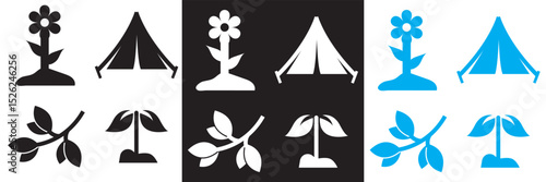 Spring Season Icon. Vector for Flower, plant, gardening, nature, , bunny, leaf, clover, growth, camp, bloom etc  . Vector illustration. isolated on white and black background. EPS 10