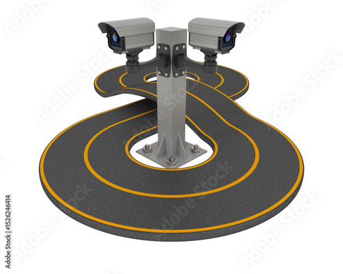 CCTV Camera on road. Isolat...