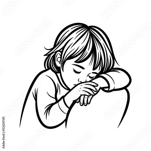 Preschooler sleeping on a chair, serene expression, cozy and restful moment