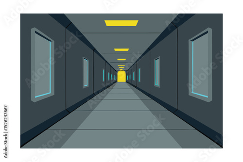 Futuristic Corridor A Linear Perspective of a Sci-Fi Interior Space