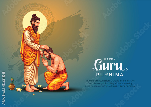 new Happy guru Purnima guru and shishya blessing. god abstract Vector Illustration design.