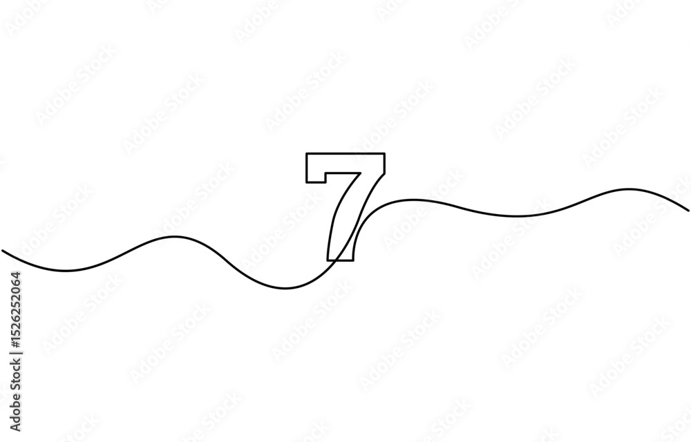 one line continuous number 7 icon. vector illustration. Number 7 is drawn by continuous line drawing. Editable line. Vector illustration one line continuous number 7 icon. vector illustration. Number 7 is drawn by continuous line drawing. Editable line. Vector illustration
