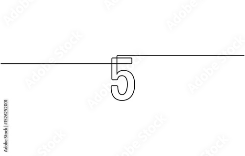 Number five continuous one line drawing of number 5. editable One line drawing of number 5 icon. Vector illustration, one line continuous number 5 icon. vector illustration.