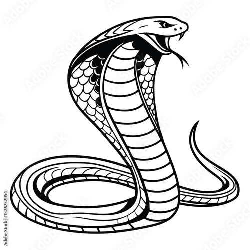 Cartoon vector illustration of a snake or cobra, a funny reptile symbol or tattoo design