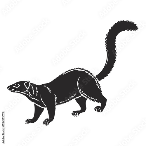 Vector illustration of a black silhouette of a wild cat dinosaur