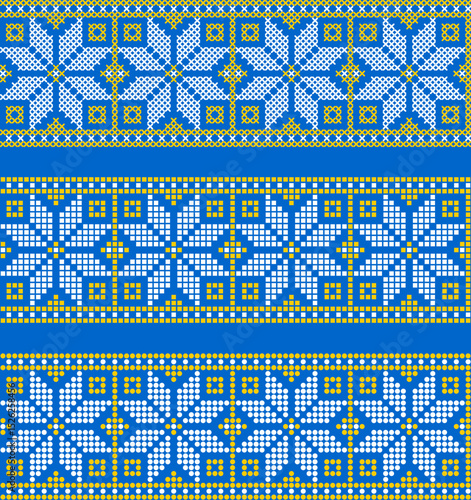 Vector illustration of Ukrainian ornament in ethnic style, identity, vyshyvanka, embroidery for print clothes, websites, banners. Background.