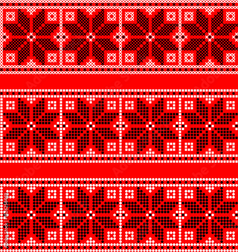Vector illustration of Ukrainian ornament in ethnic style, identity, vyshyvanka, embroidery for print clothes, websites, banners. Background.