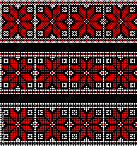 Vector illustration of Ukrainian ornament in ethnic style, identity, vyshyvanka, embroidery for print clothes, websites, banners. Background.