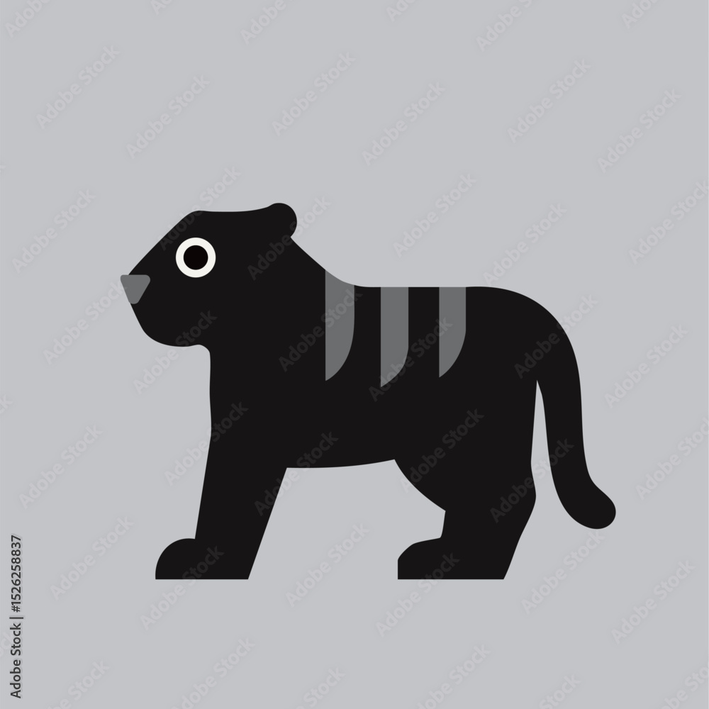 Fototapeta premium Cute vector tiger with big eyes, simple design, great for kids' projects and decor.