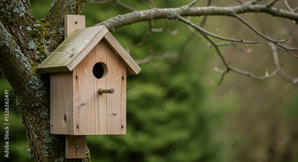 Wooden Birdhouse for Garden Decor, Outdoor Bird Feeder, Rustic Home for Wild Birds, Nature-Friendly Housing Wooden Birdhouse for Garden Decor, Outdoor Bird Feeder, Rustic Home for Wild Birds, Nature-Friendly Housing