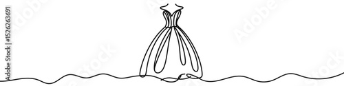Dress icon. Continuous one line drawing of dress. Evening dress in one line style, isolated on white background. Vector illustration.
