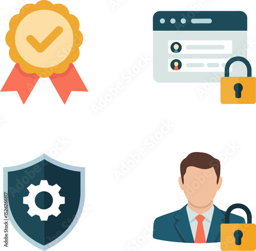 Official recognition icons featuring award badge, security profile, ID verification and certified document layout.
