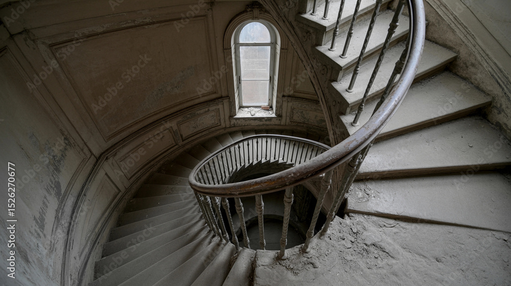 Fototapeta premium Spiral staircase with a window in the middle