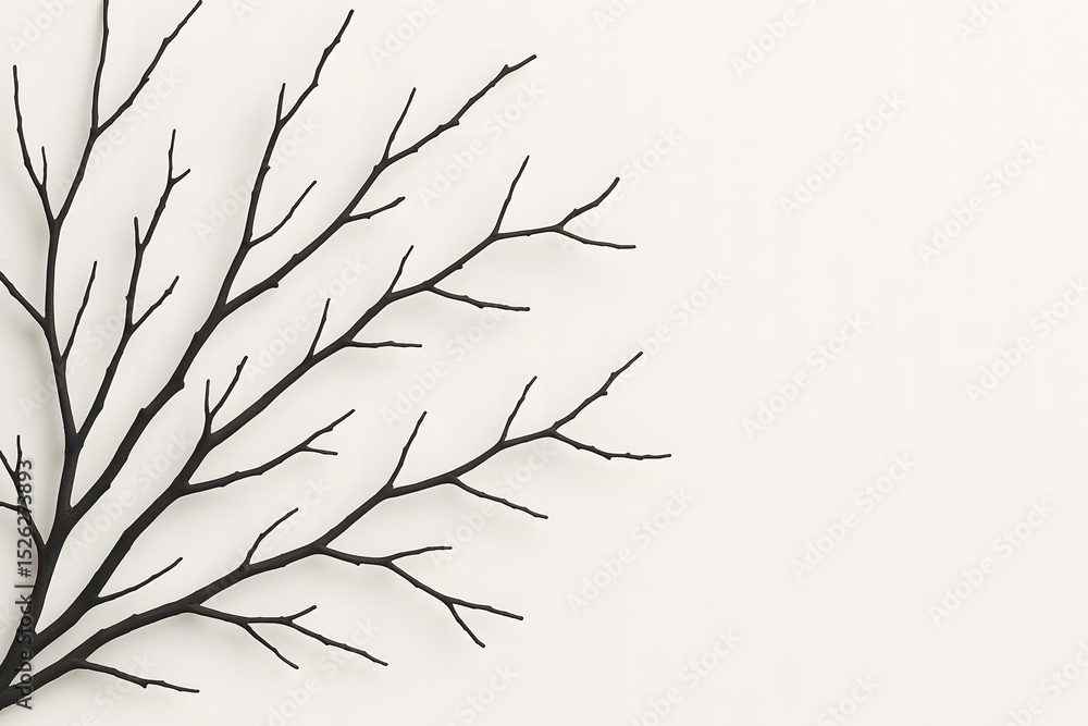 Obraz premium Elegant black branches on a white background.