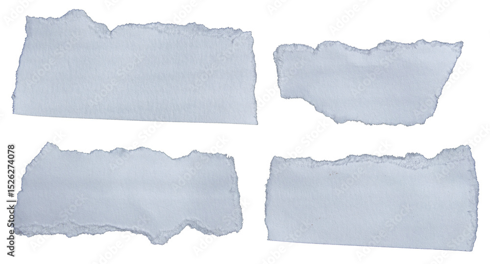 Fototapeta premium Ripped torn white paper edge on transparent background, paper tear stripes cut out design element