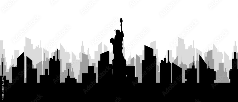 City skyline silhouette shows famous building at center. urban landscape with iconic structure. City skyline silhouette shows famous building at center. urban landscape with iconic structure.