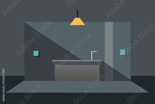 Modern Minimalist Kitchen Design Dark Grey Interior with Subtle Lighting