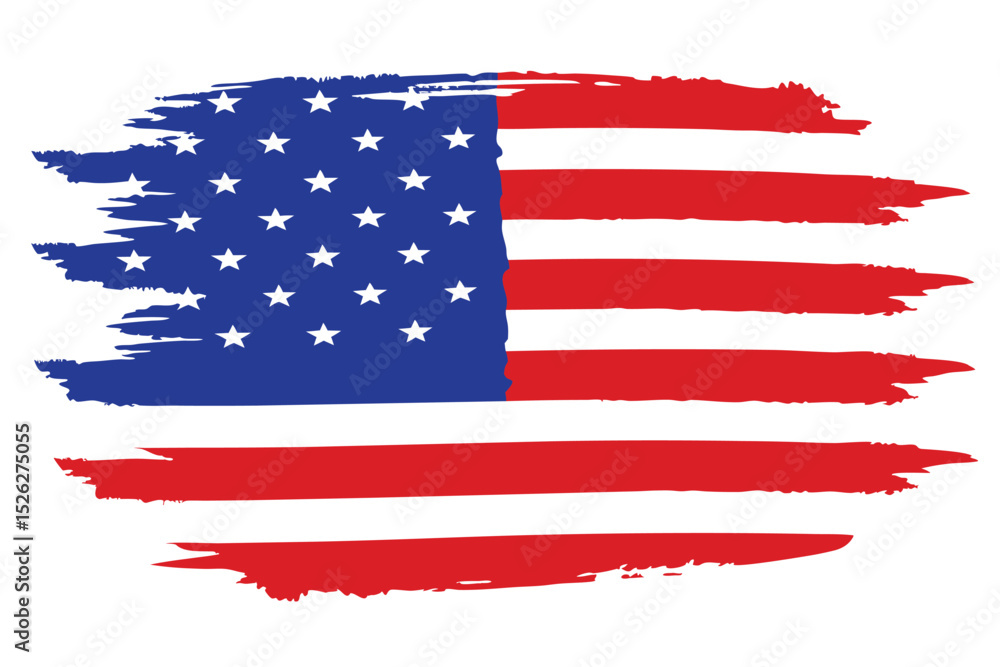 Distressed American Flag Design with Brush Stroke Effect and Patriotic Colors Distressed American Flag Design with Brush Stroke Effect and Patriotic Colors