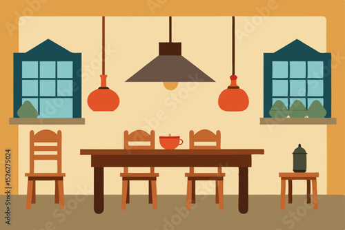 Cozy Rustic Dining Room Interior Design  Warm Lighting and Wooden Furniture