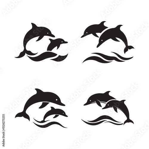 Dolphin Pair Swimming In Synchronized Motion