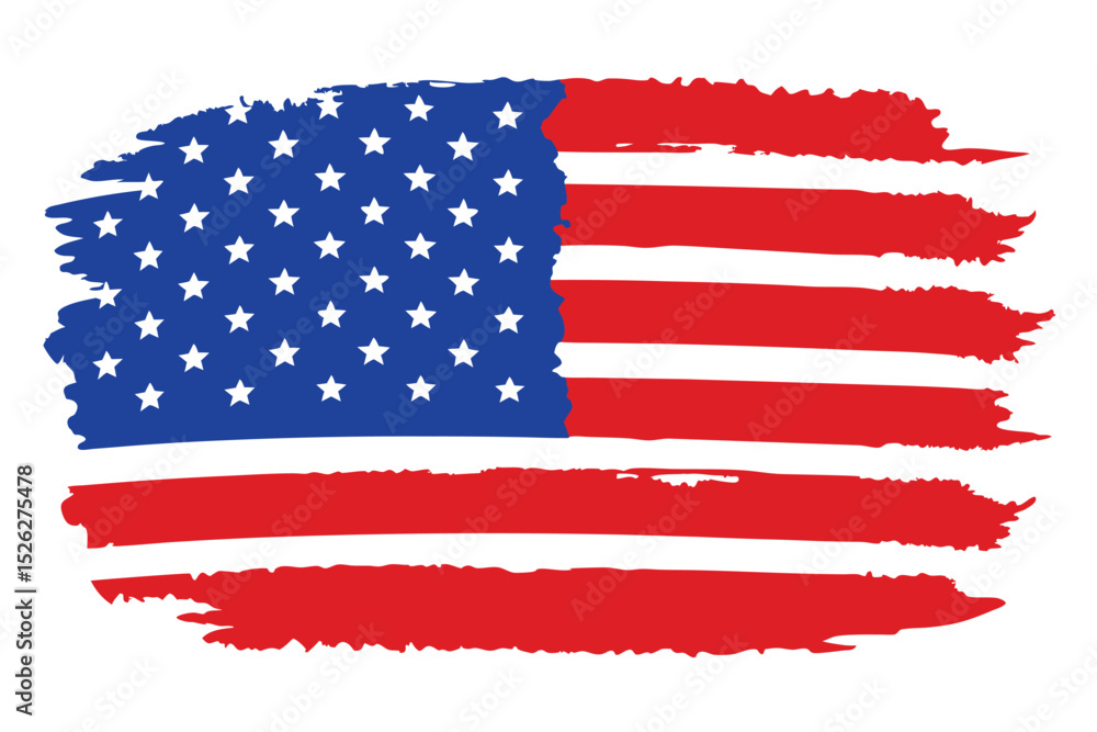 Distressed American Flag Illustration with Brushstroke Effect, Red, White, and Blue Design Distressed American Flag Illustration with Brushstroke Effect, Red, White, and Blue Design