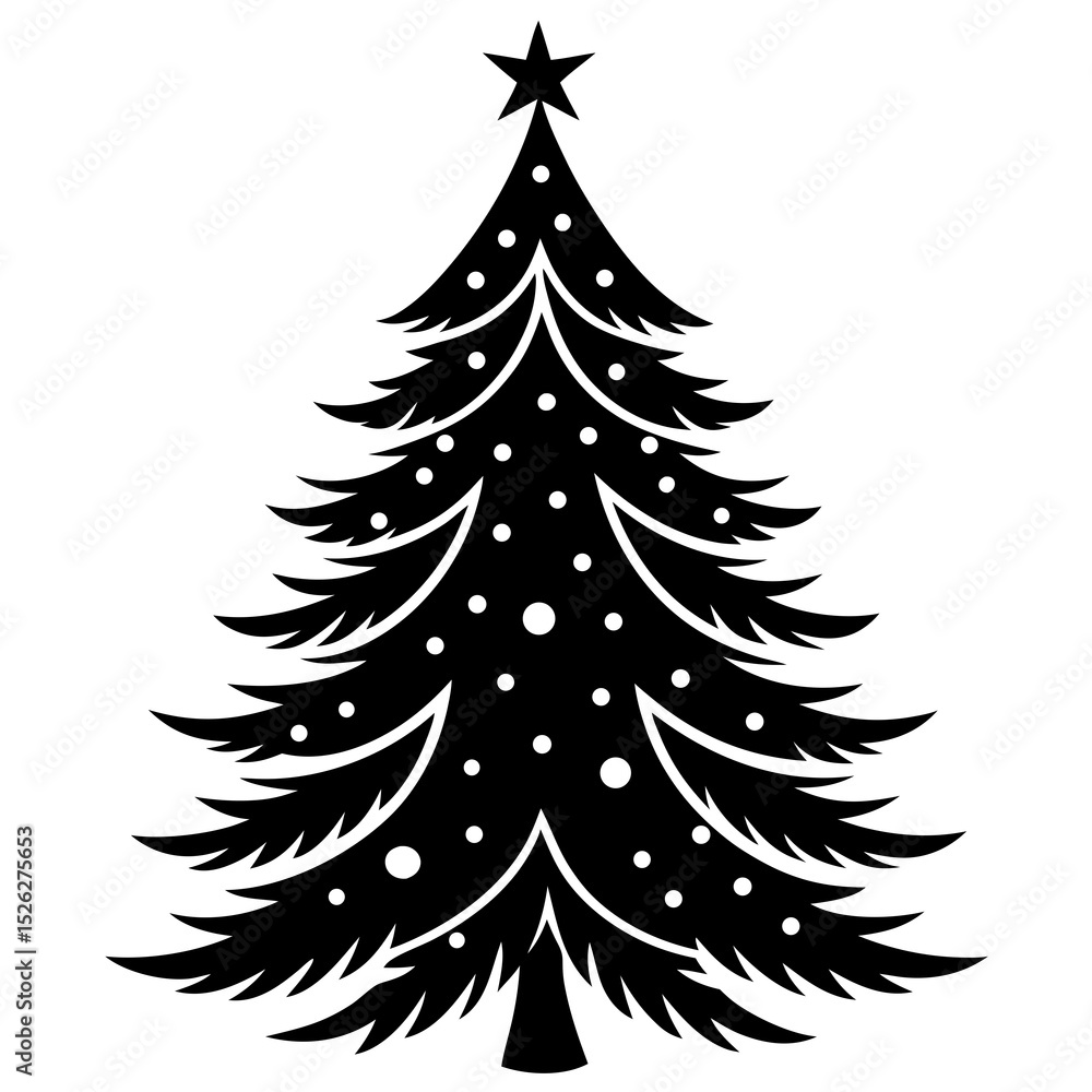 Obraz premium Elegant Christmas Tree Silhouette with Dotted Ornament Vector Design