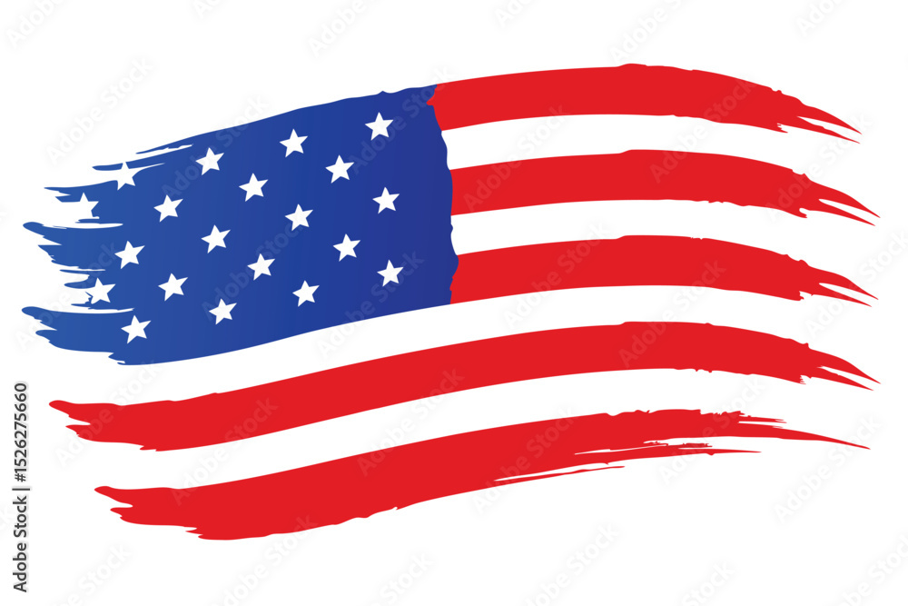Obraz premium Distressed American Flag with Brush Stroke Texture Patriotic Design Illustration for Celebrations